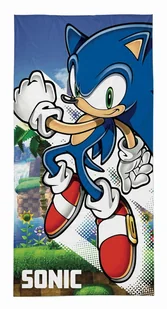 Ręcznik dziecięcy 70x140 Sonic niebieski biały zielony bawełniany SON 01 T - Okrycia kąpielowe dla dzieci - miniaturka - grafika 1