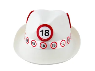 Folat folat 62318 tribly impreza kapelusz  znaków drogowych 18 lata, biała, rozmiar uniwersalny - Dodatki do strojów karnawałowych - miniaturka - grafika 2