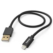 Kable - Kabel HAMA Ładujący/data Fabric USB-A - Lightning 1.5m Czarny - miniaturka - grafika 1