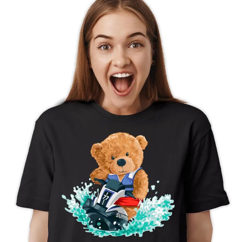 KOSZULKA T-SHIRT S Damska Miś Sportowiec Wzory