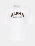 Koszulki męskie - Alpha Industries T-Shirt College 146501 Biały Relaxed Fit - miniaturka - grafika 1