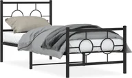 Łóżka - vidaXL Metalowa rama łóżka z wezgłowiem i zanóżkiem, czarna, 75x190 cm - miniaturka - grafika 1