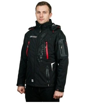Kurtka męska softshell Geo Norway sportowa wiatrówka z kapturem ocieplana