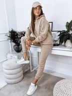 Dresy damskie - Komplet damski dresowy KSENIIA PREMIUM jasnobeżowy Dstreet AY0784-XL - miniaturka - grafika 1