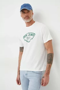 Koszulki męskie - Pepe Jeans t-shirt bawełniany Cherry męski kolor biały z nadrukiem - grafika 1