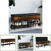 Szafki na buty - The Living Store Ławka na buty dąb wędzony 102x32x45 cm Materiał drewnopochodny - miniaturka - grafika 1