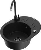 Zlewozmywaki z baterią - Mexen Kevin zlewozmywak granitowy 1-komorowy z ociekaczem i baterią kuchenną Telma, czarny - 6517-77-670200-70-B - miniaturka - grafika 1