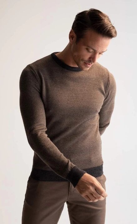 Defacto Sweter Męski Brązowy Z Długim Rękawem Casual Xl 3J8G1_A* T1A