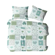 Pościel - Pościel z kory 180x200 turkusowa paczłork kratka serca Bielawa KARO - miniaturka - grafika 1