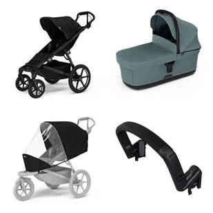 Wózek miejski Thule Urban Glide 4-wheel Black + Bassinet Mid blue SET 4in1 - Wózki dziecięce - miniaturka - grafika 1