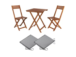 LIVARNO home Zestaw mebli balkonowych Sevilla z drewna akacjowego, stolik i 2 krzesła z 2 poduszkami na siedzisko - Meble ogrodowe - miniaturka - grafika 1