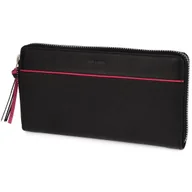 Portfele - Długi portfel damski skórzany z różową wstawką i suwakiem - miniaturka - grafika 1