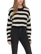 Swetry damskie - Bestseller A/S Damski sweter ONLMALAVI L/S Cropped KNT NOOS, Black/Stripes:Wide/Pumice Stone, M, Black/Stripes:wide/Pumice Stone, M - miniaturka - grafika 1