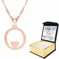 Naszyjniki - Naszyjnik różowe złoto Koło Serce + WŁASNY NADRUK - miniaturka - grafika 1