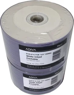Adiva Adiva DVD+R 4.7GB 16x white Inkjet Printable szpindel 50 0162 - Nośniki danych - miniaturka - grafika 1