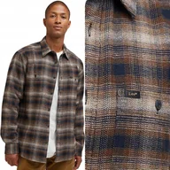 Koszule męskie - Lee WORKER SHIRT 2.0 Truffle LUŹNA KOSZULA W KRATĘ GRUBSZA BAWEŁNA XXL - miniaturka - grafika 1