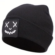 Czapki dla dzieci - TEMU Czapka Beanie dla Mężczyzn i Nastolatków 2024 – Oddychająca, Rozciągliwa, Zimowa z Grafiką Czaszki, 100% Poliester, Czarna & Wielokolorowe Opcje - miniaturka - grafika 1