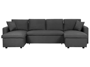 Beliani Sofa rozkładana tapicerowana ciemnoszara SOMMEN - Sofy i kanapy - miniaturka - grafika 1