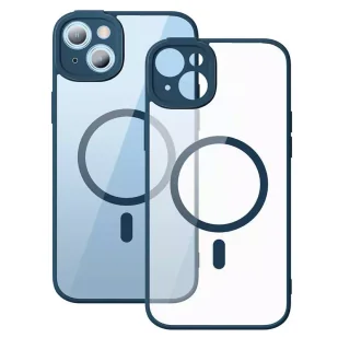 Zestaw ochronny Baseus Frame przeźroczyste etui magnetyczne i szkło hartowane do iPhone 14 (niebieski) - Etui i futerały do telefonów - miniaturka - grafika 1