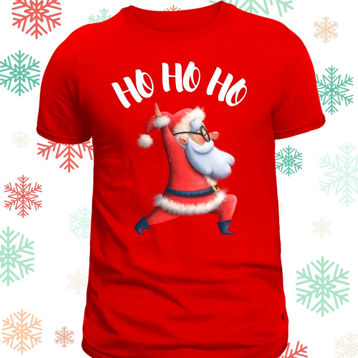 T-Shirt koszulka uniwersalna Ho Ho Ho Mikołaj czerwona XS Święta Boże Narodzenie