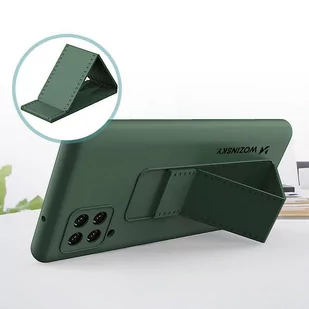 Wozinsky Kickstand Case elastyczne silikonowe etui z podstawką Samsung Galaxy A42 5G granatowy - Etui i futerały do telefonów - miniaturka - grafika 2