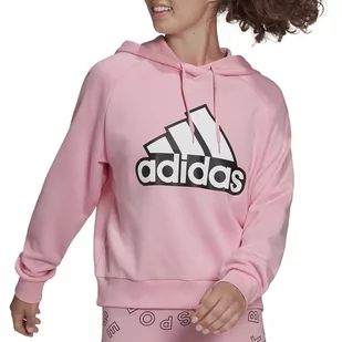 Bluza adidas Essentials Outlined Logo Hoodie HC9174 - różowa - Adidas - Bluzy sportowe damskie - miniaturka - grafika 1
