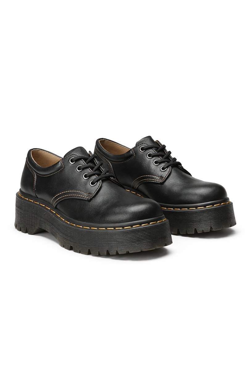 DR MARTENS BRĄZOWE PÓŁBUTY SKÓRZANE Z ŻÓŁTYM OBSZYCIEM 42 1I3A