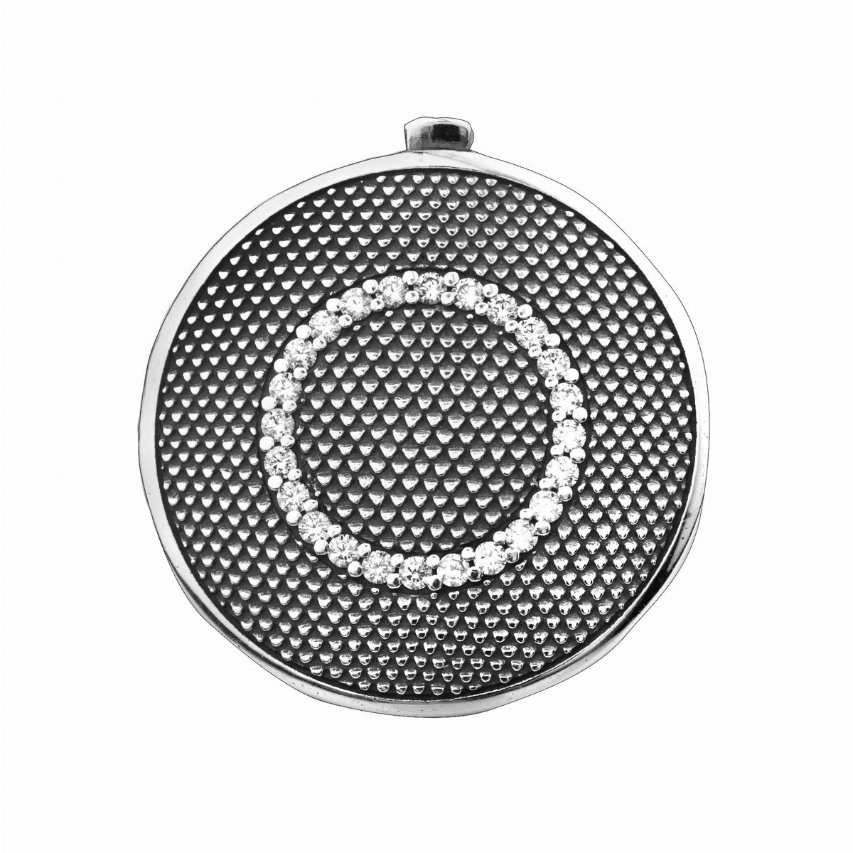 Srebrny wisiorek okrągły zawieszka na łańcuszek pr. 925 z cyrkoniami oksydowana