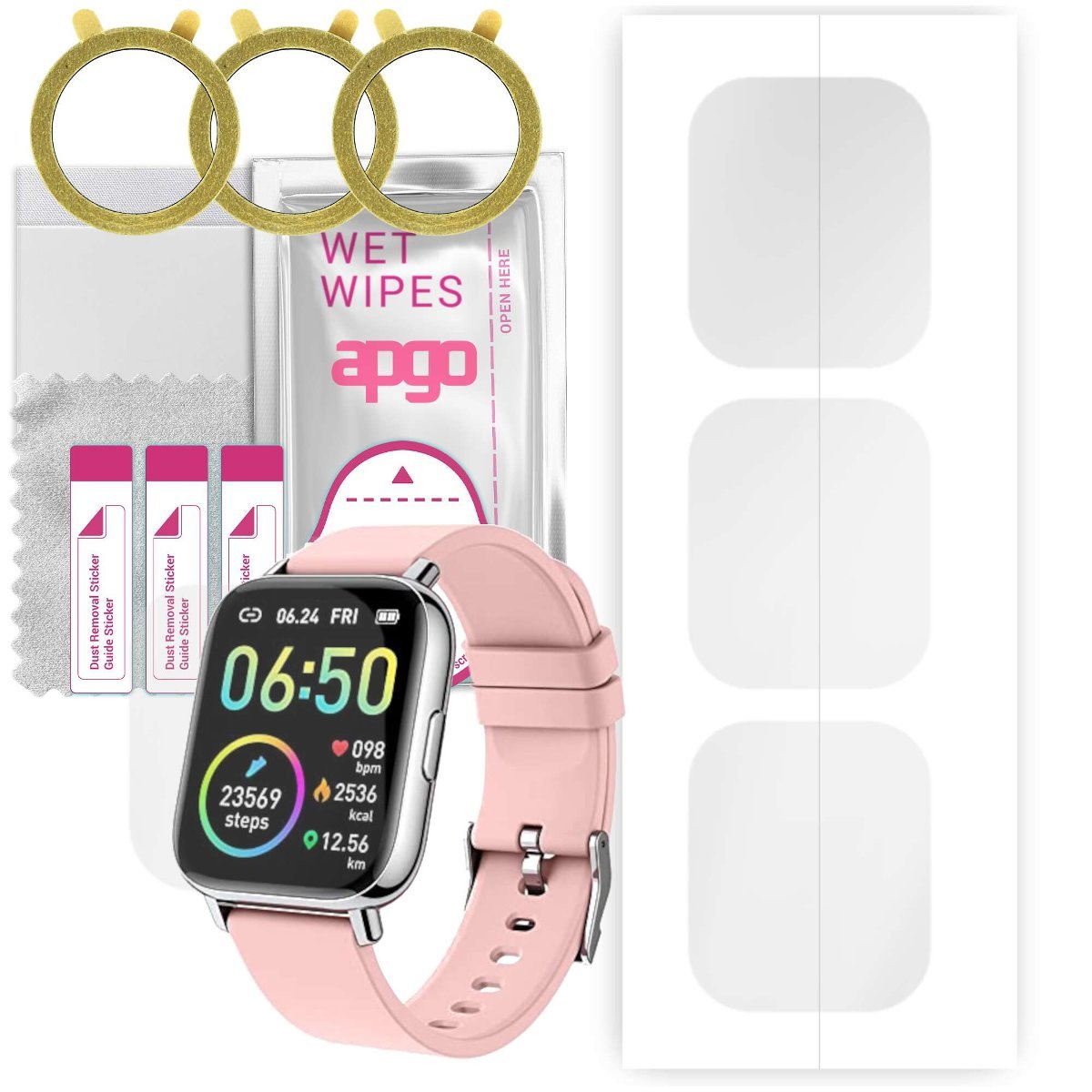 3x Folia hydrożelowa do Motast P32E3 - apgo Smartwatch Hydrogel Protection Ochrona na ekran smartwatcha