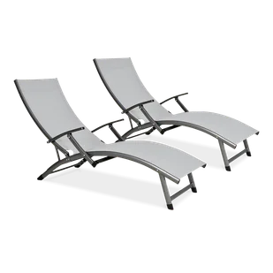 2x Leżak ogrodowy aluminiowy RELAX Grey - Leżaki ogrodowe - miniaturka - grafika 1