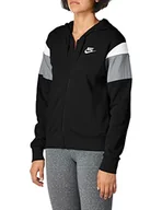 Bluzy damskie - Nike Damska bluza W Nsw Hrtg Hoodie Fz Flc Sweatshirt czarny czarny/szary/biały XS - miniaturka - grafika 1