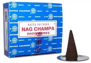 Satya Kadzidełka NAG CHAMPA Satya Saibaba w stożkach (12 sztuk BLUE box) - Kadzidła i dodatki - miniaturka - grafika 1