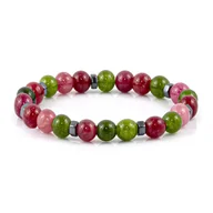 Bransolety męskie - Bransoletka koraliki w kolorze różowo-zielonym EM 61 - EM Men's Accessories - miniaturka - grafika 1