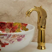 Baterie umywalkowe - Bateria umywalkowa retro EMITA złota łabędź - złoty - miniaturka - grafika 1