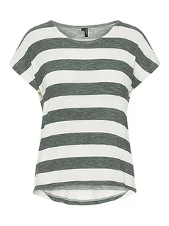 Koszulki i topy damskie - VERO MODA Vmwide Stripe S/L Ga JRS Noos Top damski, Laurel Wreath/Stripes:śnieżnobiały, XXL - grafika 1