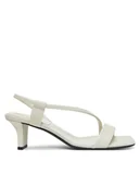 Sandały damskie - Calvin Klein Sandały Heel Sandal 50 Squared Lth HW0HW02534 Biały - miniaturka - grafika 1