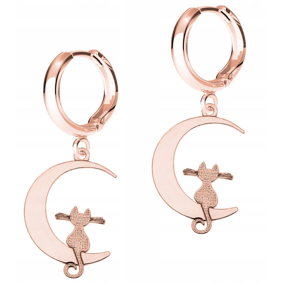 Kolczyki Pozłacane Kotki Koty na Półksiężycu Księżyc Półksiężyce SREBRO 925