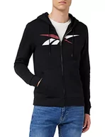 Kurtki męskie - Reebok Męska kurtka z kapturem Te Vector Fz, czarny/Clabur, M - miniaturka - grafika 1