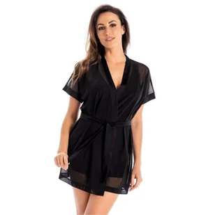 Szlafrok damski z siateczki Mona czarny, Teyli - Bielizna nocna - miniaturka - grafika 1