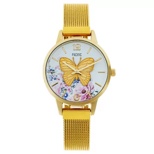 Zegarek Złoty damski zegarek z motylem PACIFIC X6181-04 - Zegarki damskie - miniaturka - grafika 1