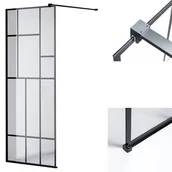 Ścianki i drzwi prysznicowe - Czarna ścianka prysznicowa 80 cm SH05B szkło 8mm - miniaturka - grafika 1