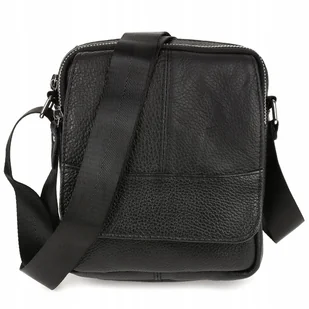 Torba Saszetka Męska Na Ramię Elegancka Skórzana Raportówka Pojemna Czarna - Torby męskie - miniaturka - grafika 1