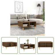 Ławy i stoliki kawowe - The Living Store stolik kawowy brązowy dąb 60x60x30 cm materiał drewnopochodny - miniaturka - grafika 1