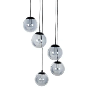 BELIANI Lampa wisząca przezroczysta okrągłe szklane klosze metalowa stalowa podstawa 5-punktowe oświetlenie do salonu nowoczesny styl - Oprawy, klosze i abażury - miniaturka - grafika 1