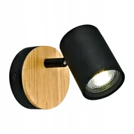 Lampy sufitowe - Reflektor Malabe czarny z drewnem GU10 IP44 Inspire Leroy Merlin - miniaturka - grafika 1