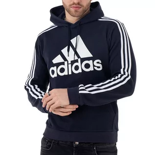 Bluzy męskie - Bluza adidas Essentials Fleece 3-Stripes Logo Hoodie H14642 - granatowa - grafika 1