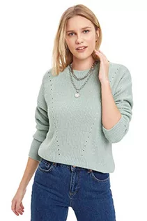 Swetry damskie - DeFacto Sweter normalny krój dla kobiet - sweter z golfem dla topów damski (miętowy, XXS), miętowy, XXS - grafika 1