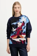 Bluzy damskie - Desigual bluza FANTASY MICKEY damska kolor granatowy wzorzysta 25WWSK15 - miniaturka - grafika 1