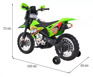 Motorek Cross dla dzieci Pojazd na akumulator Zielony + Pomocnicze kółka + Dźwięki LED - Tory, garaże, parkingi - miniaturka - grafika 2