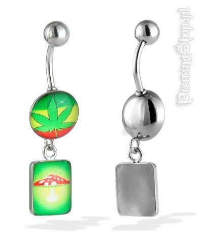 kolczyk do pępka TRAWKI I MUCHOMOREK [CRP22]-dł. pręta 10mm